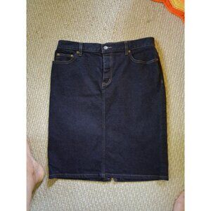 Lauren Ralph Lauren Vintage Dark Denim Pencil Skirt Slit In Back size 10